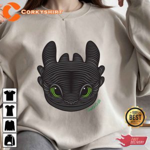 How To Train Your Dragon 3 Hidden World Toothless Big Portrait Face Cartoo Disney T-Shirt