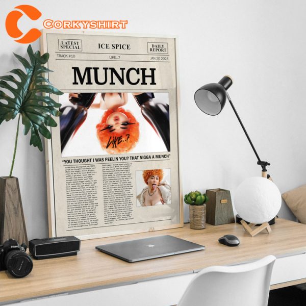 Ice Spice Newspaper Munch Lyric  Wall Art Poster