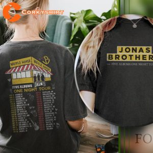 Jonas Brothers 5 Albums One Night Tour Waffle House Double Sided T-Shirt