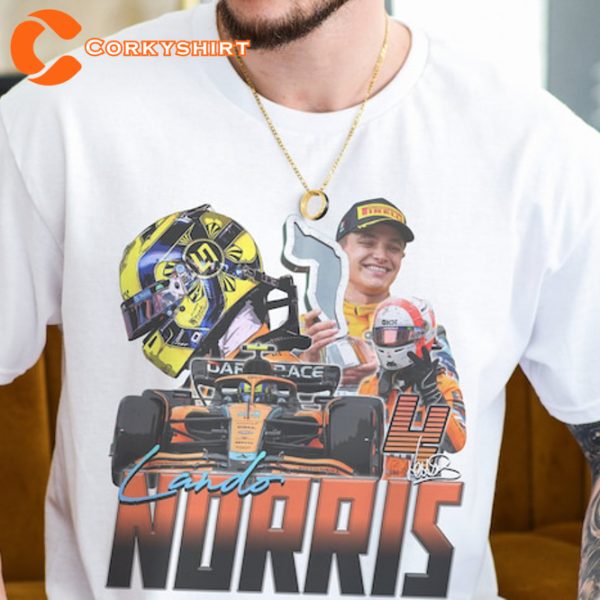 Lando Norris Formula 1 McLaren Racing Motorsport Clothing Graphic T-Shirt