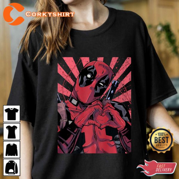 Marvel Deadpool Closed Hand Heart Marvel Family Party T-Shirt