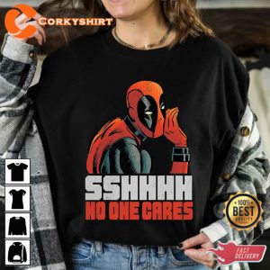 Marvel Deadpool Shhhh Funny Marvel Comic No One Cares Movie T-Shirt