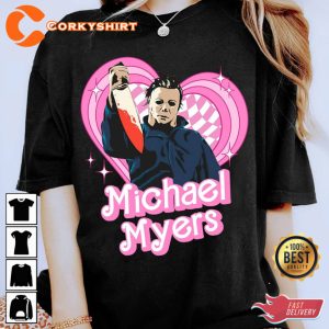 Michael Myers Pink Dolls Horror Halloween Ends Funny Halloween Party T-Shirt