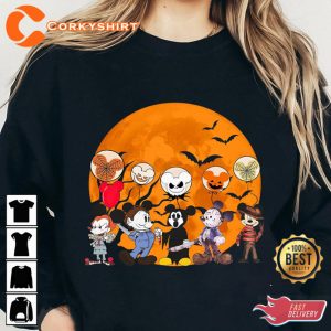 Mickey And Friends Horror Movie Characters Halloween Disney T-Shirt