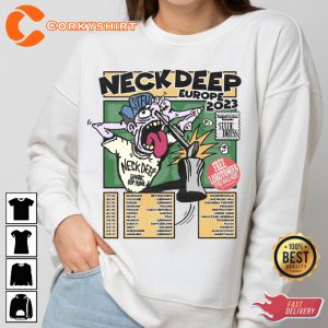 Neck Deep Europe Tour 2023 Fall Concert T-shirt