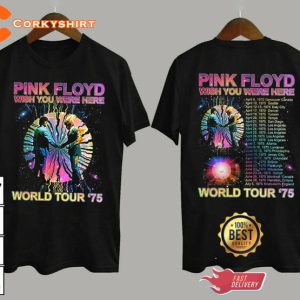 Pink Floyd Wish You Were Here World Tour 75 Rock Music Concert T-Shirt