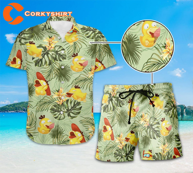 Psyduck Tropical Vibes Summer Golduck Anime Beach Hawaiian Shirt