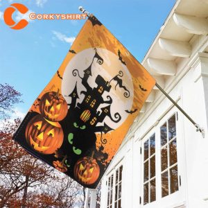 Pumpkin Nightmare Castle Happy Halloween Garden Flag