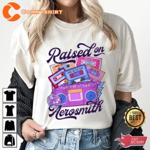 Raised On Aerosmith Customizable Rock Cassette Designed T-Shirt