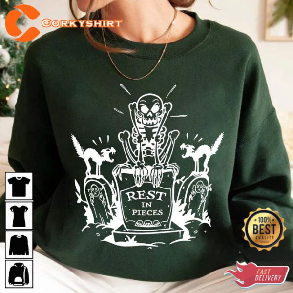 Rest In Peace Halloween Skeleton Gravestone Spooky Costume T-Shirt