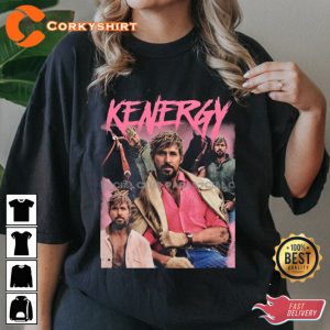 Ryan Gosling Kenergy Actor Movie Merch T-Shirt, 90s Inspired Vintage Retro Graphic Tee, Celebrity Meme Shirt 2023, Margot Robbie Greta Gerwig Fans