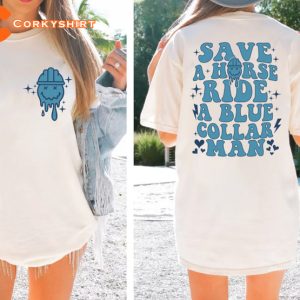 Save A Horse Ride A Blue Funny Blue Collar T-shirt