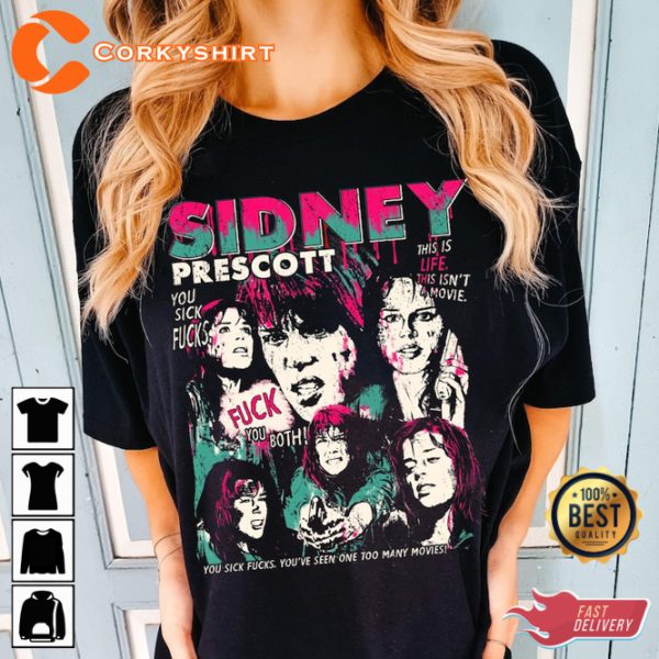 Scream Sidney Prescott Scary Movie Fan Lover Gift Spooky Halloween Costume T-Shirt