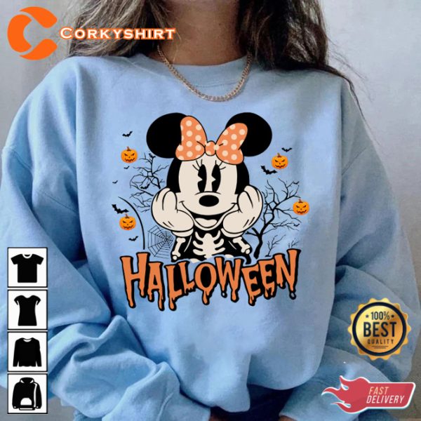 Skeleton Costume Minnie 2023 Disney Hallowen Outfit T-Shirt