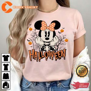 Skeleton Costume Minnie 2023 Disney Hallowen Outfit T-Shirt