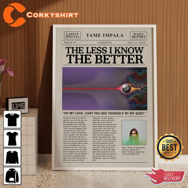 Tame Impala The Less I Know The Better Newspaper Print Wall Art Poster