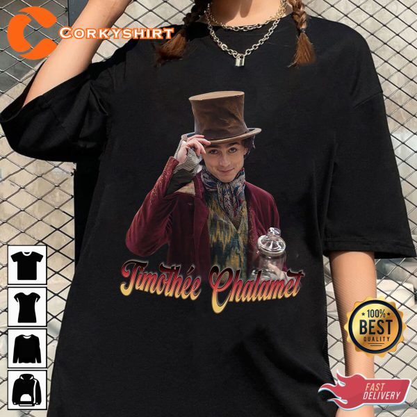 Timothee Chalamet Gift For Fan Wonka Willy Movie T-Shirt