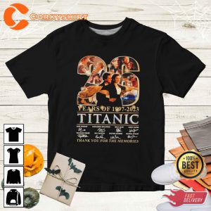 Titanic 90s Leonardo DiCaprio n Kate Retro Style 1997-2023 Anniversary T-Shirt