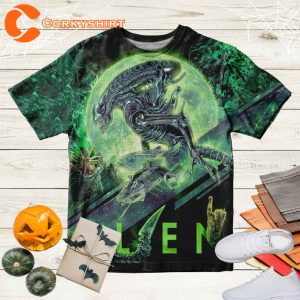 Vintage 90s Horror Alien 3D T Shirt, 1979 Alien Unisex Gift Men Women Tee, Science Fiction Horror Film 3D Design T-Shirt