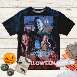 Vintage Horror Poster Movie Halloween Franchise Unisex 3D T-Shirt, Halloween Michael Myers Merch