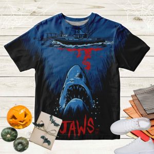 Vintage Jaws 1975 American Thriller Film Poster TShirt, Mens and Womans Jaws Movie Merch