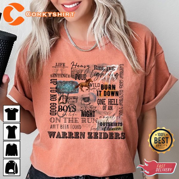 Warren Zeiders Burn It Down Country Music Lyric Designed Concert T-Shirt