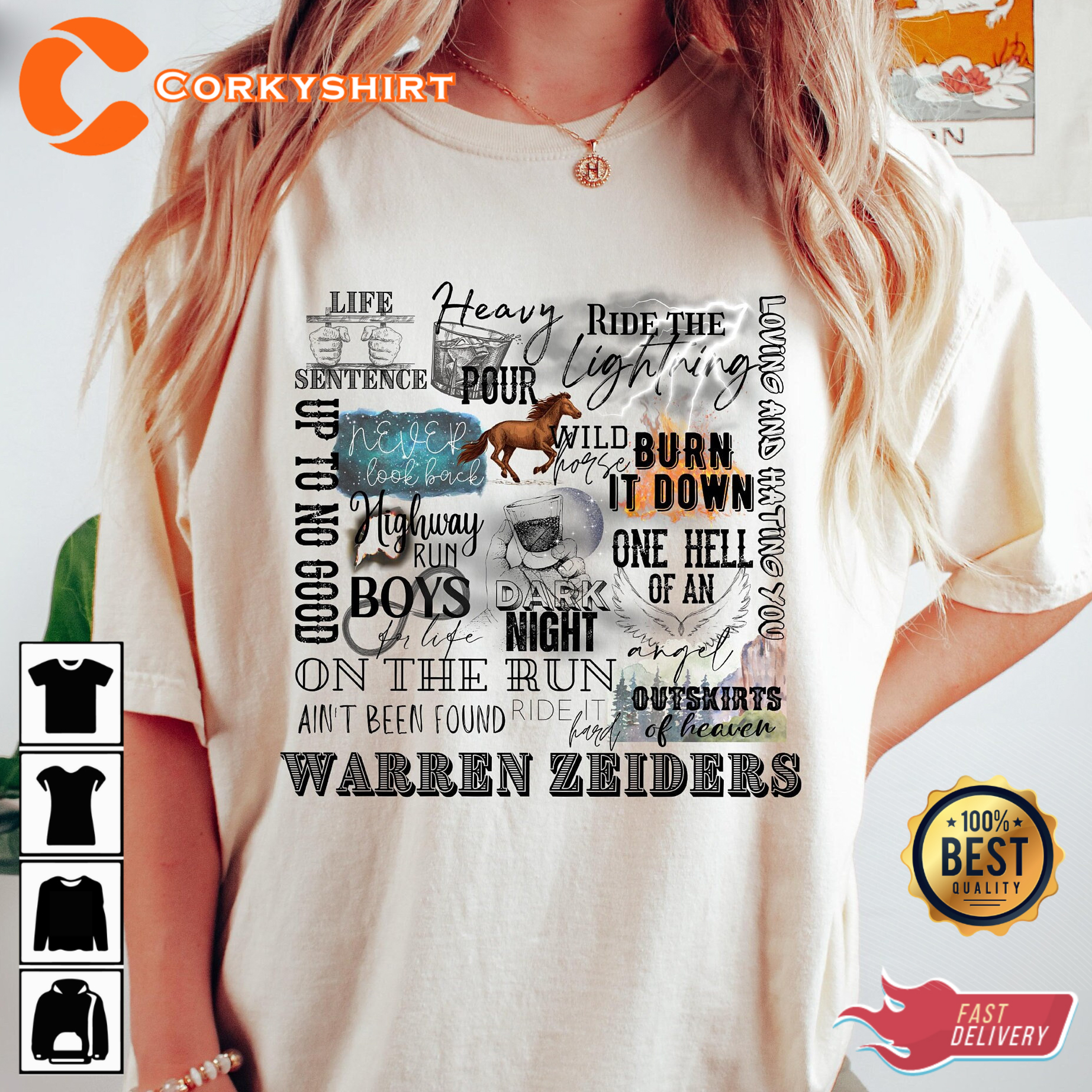 Warren Zeiders Burn It Down Country Music Lyric Designed Concert T-Shirt