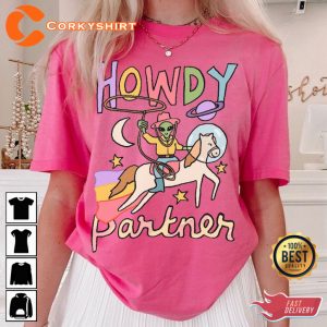 Alien Howdy Partner Slogan Science Geek Cosmic Cowboy UFO Alien Cute Sweatshirt