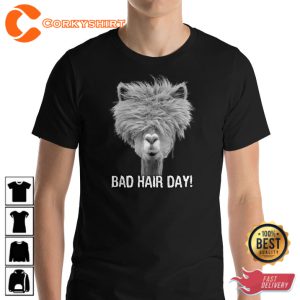 Alpaca Bad Hair Day Funny Designed T-Shirt