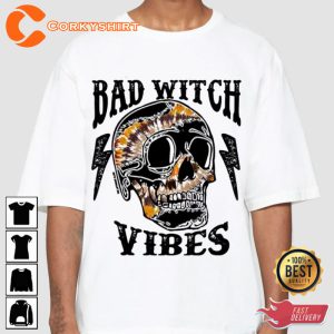 Bad Witch Vibes Halloween Skull Holiday Celebrate Halloween Outfit Unisex T-Shirt