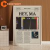 Bon Iver Retro Hey Ma Lyrics Newspaper Print Wall Art Poster