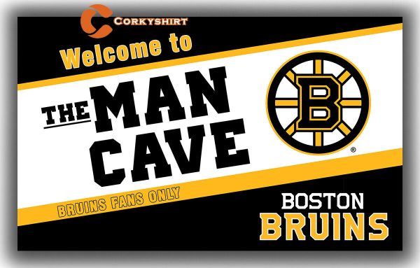 Boston Bruins Hockey Team MAN CAVE Flag Fan Memorable