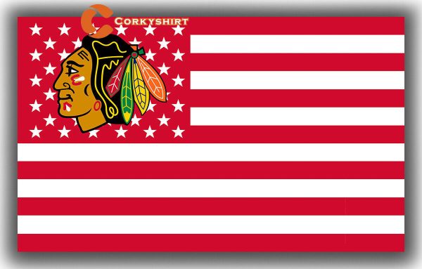 Chicago Blackhawks Hockey Team Memorable US Flag