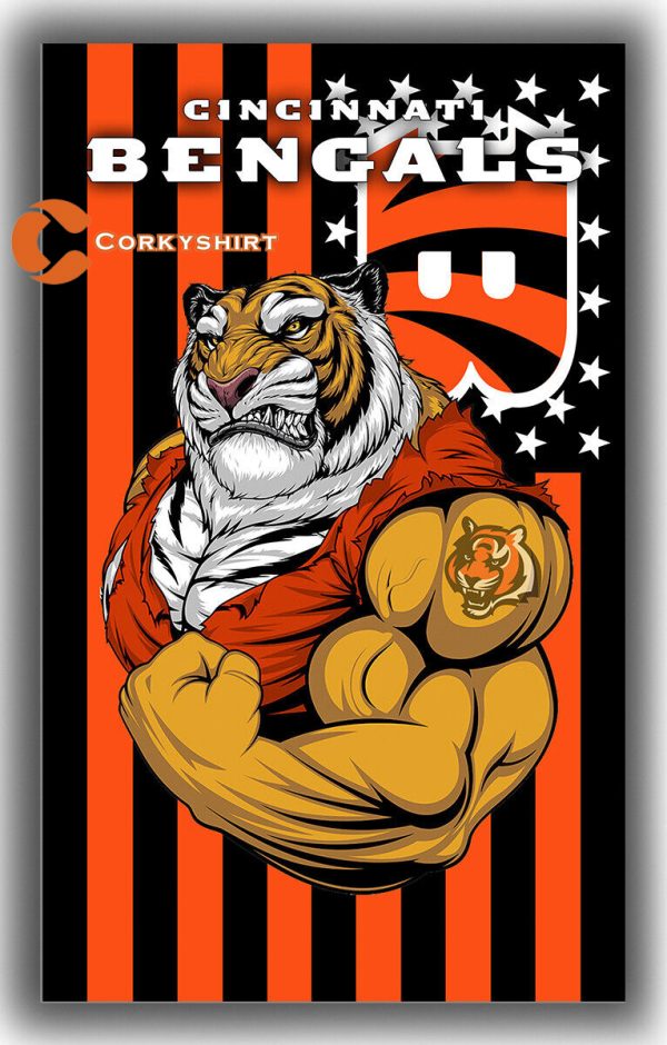 Cincinnati Bengals Football Team Mascot Flag