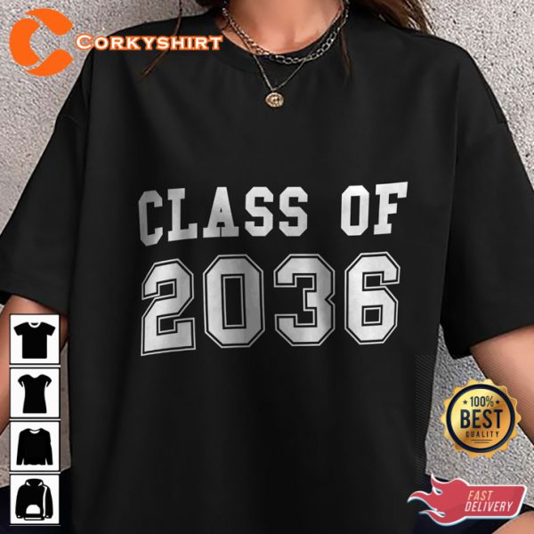 Class Of 2036 Back To School Kids Graduation Gift Senior Graduation Year T-shirt