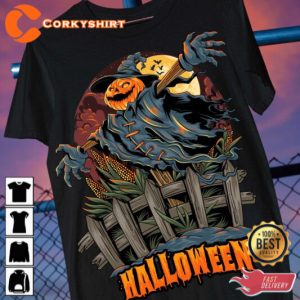 Creepy Pumpkin Scarecrow Witch Halloween 2023 Celebrate Outfit T-Shirt