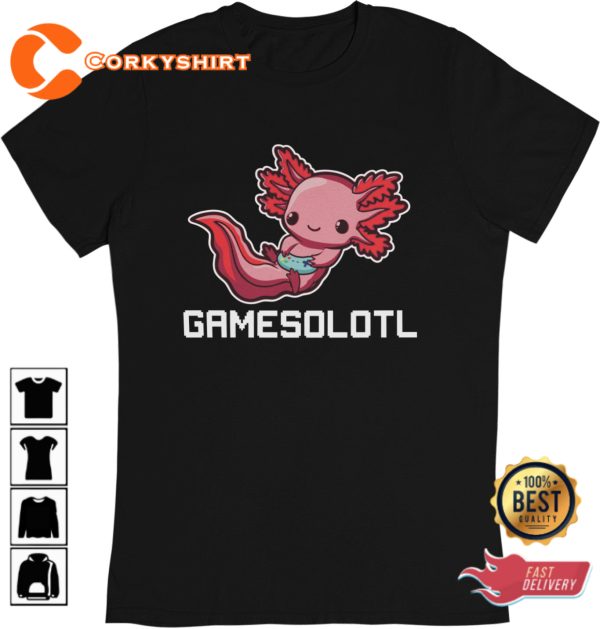 Cute Axolotl Gamer Gamesolotl Pink Axolotl Pokemon Lover Unisex T-Shirt