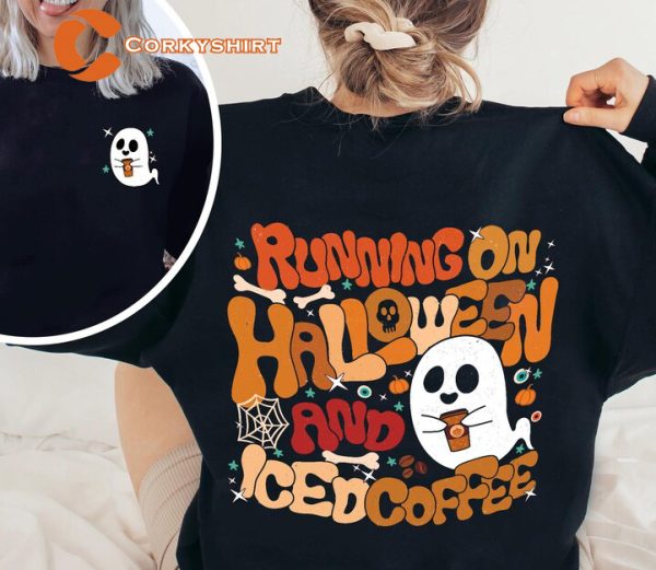 Cute Spooky Coffee Sweatshirt, Womens Halloween Party T-shirt
