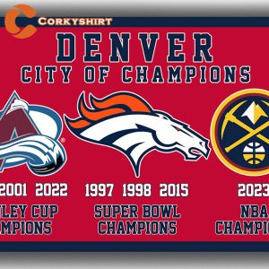 Denver City Of Champions Flag Avalanche Broncos Nuggets Banner Flag