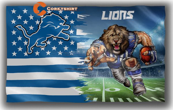 Detroit Lions Football Team Mascot Flag Fan Best Banner