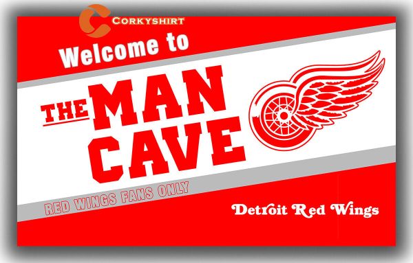 Detroit Red Wings Hockey Team Man Cave Flag