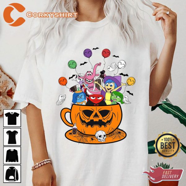 Disney Halloween Inside Out Pumpkin Teacup 6 Emotions T-Shirt