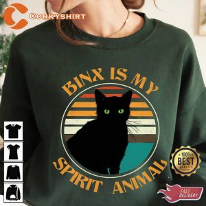 Disney Hocus Pocus Funny Black Cat Thackery Binx Portrait Spirit Animal Sweatshirt