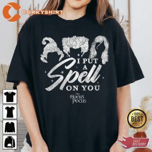 Disney Hocus Pocus Sanderson Hair I Put A Spell On You Funny Halloween Cotstume T-Shirt