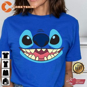 Disney Lilo Stitch Big Face Stitch Cute Disney Fan Club T-Shirt
