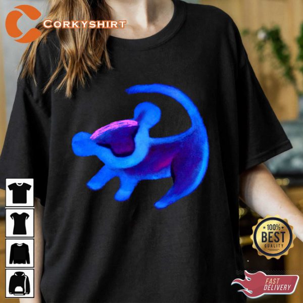 Disney Lion King Simba Cave Painting Blue Hue Trendy T-shirt