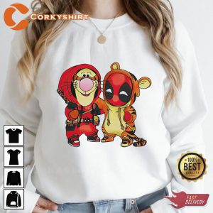 Disney Marvel Tigger and Deadpool Costume Cute Friends T-shirt