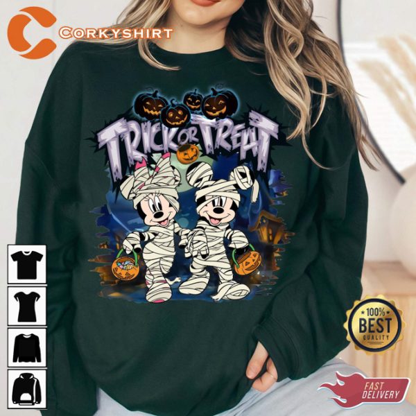 Disney Mummy Mickey And Minnie Halloween Mummy Pumpkin Costume Sweatshirt