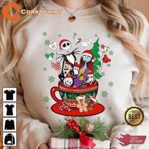 Disney Nightmare Before Christmas Coffee Cup Santa Jack Skellington Costume Sweatshirt