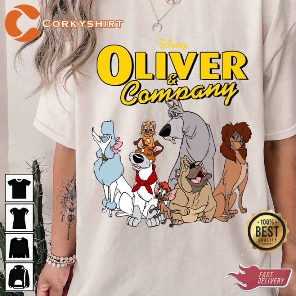 Disney Oliver And Company Group Shot Vintage Portrait Costume Sweatshirt